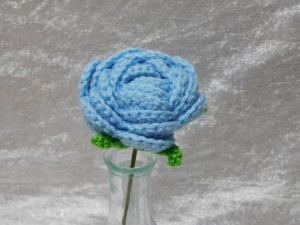 Crochet Closed Rose - Baby Blue